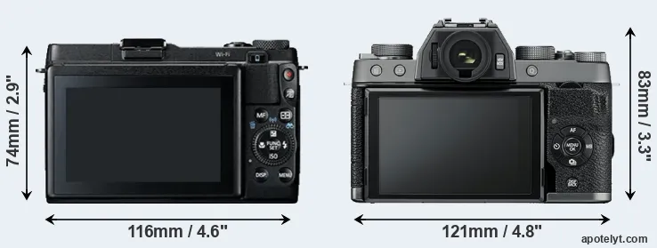 Comparison G1X Mark II or X-T100 rear