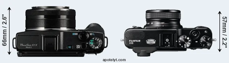 Compare G1X Mark II versus X10 top