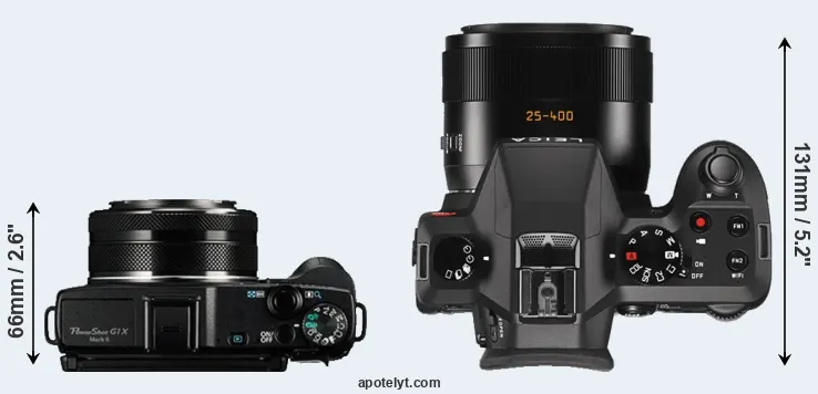 Compare G1X Mark II versus V-LUX Typ 114 top
