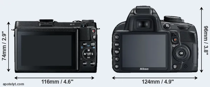Comparison G1X Mark II or D3100 rear