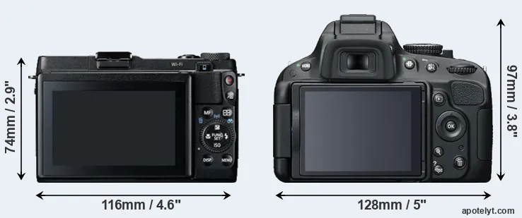 Comparison G1X Mark II or D5100 rear