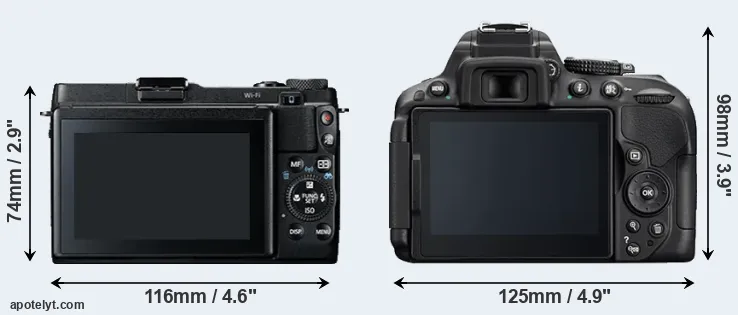 Comparison G1X Mark II or D5300 rear