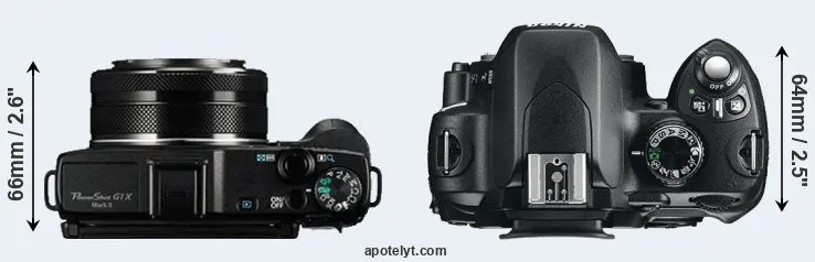 Compare G1X Mark II versus D60 top