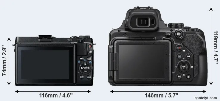 Comparison G1X Mark II or P1000 rear