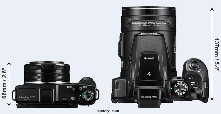 Compare G1X Mark II versus P900 top