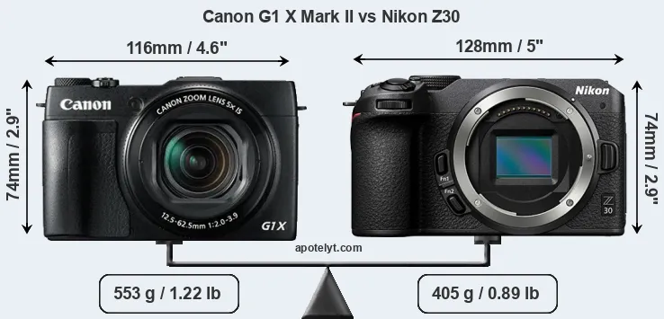 Size Canon G1 X Mark II vs Nikon Z30