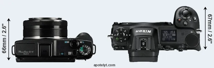 Compare G1X Mark II versus Z6 top