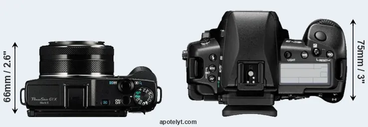 Compare G1X Mark II versus E-3 top