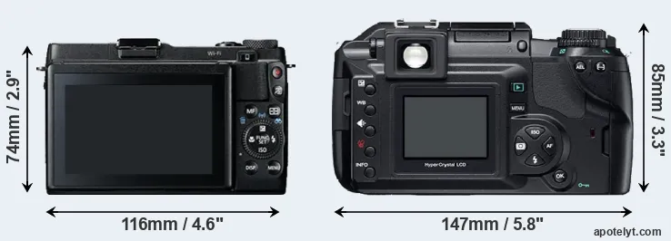 Comparison G1X Mark II or E-300 rear
