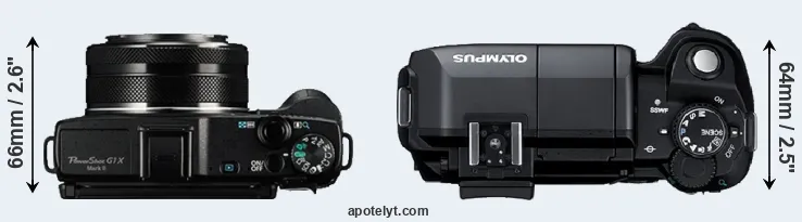 Compare G1X Mark II versus E-300 top