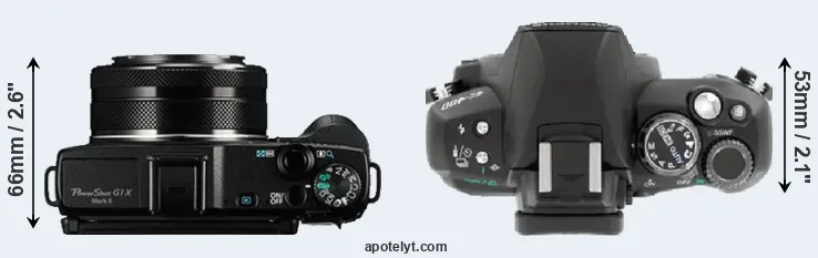 Compare G1X Mark II versus E-400 top