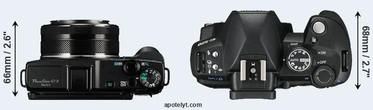 Compare G1X Mark II versus E-520 top