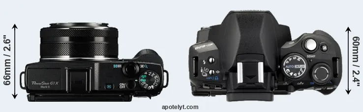 Compare G1X Mark II versus E-620 top