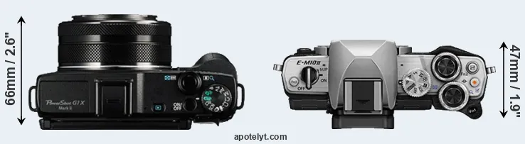 Compare G1X Mark II versus E-M10 II top