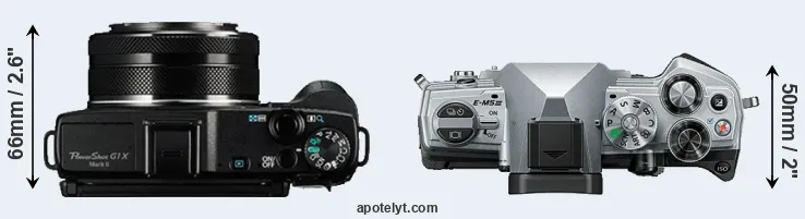 Compare G1X Mark II versus E-M5 III top