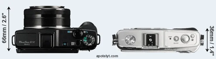 Compare G1X Mark II versus E-P1 top