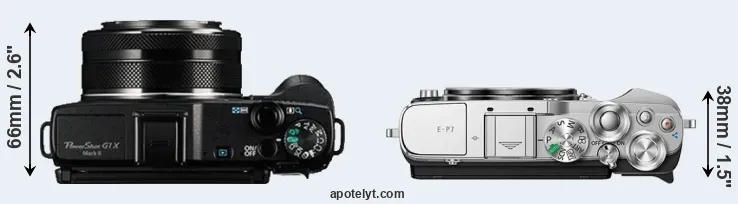 Compare G1X Mark II versus E-P7 top