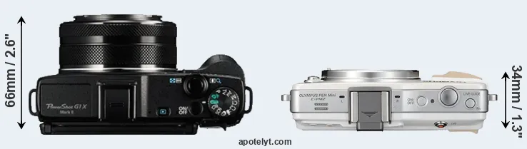 Compare G1X Mark II versus E-PM2 top