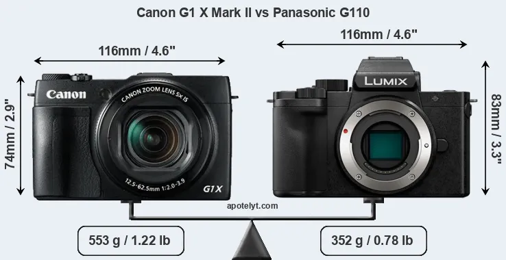 Size Canon G1 X Mark II vs Panasonic G110