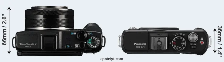 Compare G1X Mark II versus GF1 top