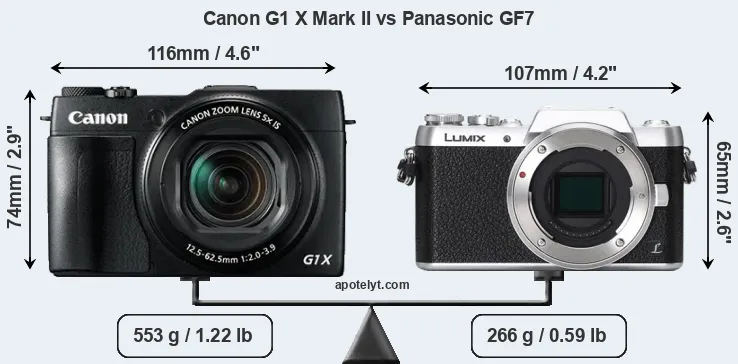 Size Canon G1 X Mark II vs Panasonic GF7