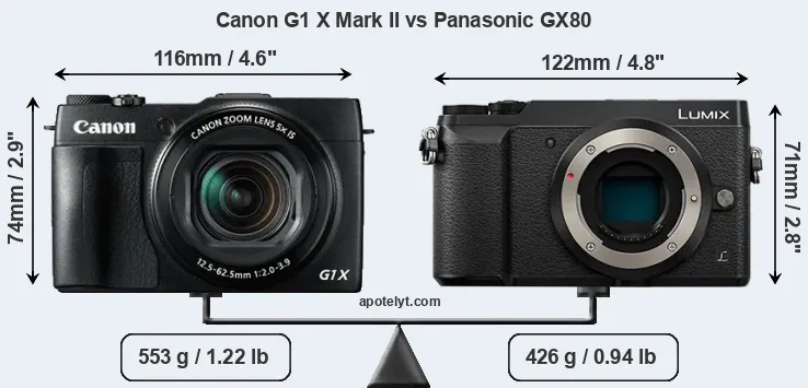 Size Canon G1 X Mark II vs Panasonic GX80