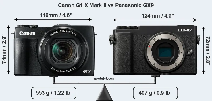 Size Canon G1 X Mark II vs Panasonic GX9