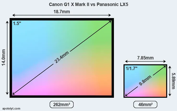 Canon G1 X Mark II and Panasonic LX5 sensor measures