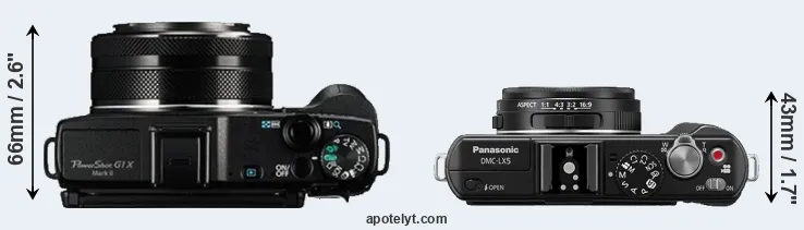 Compare G1X Mark II versus LX5 top