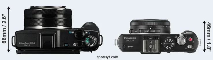 Compare G1X Mark II versus LX7 top