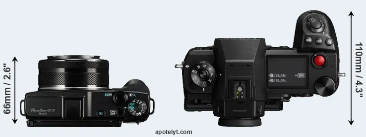 Compare G1X Mark II versus S1H top
