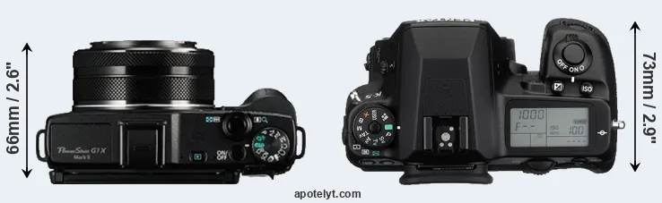 Compare G1X Mark II versus K-5 top