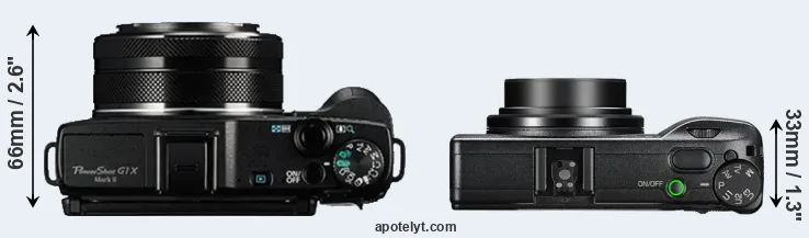 Compare G1X Mark II versus GR III top