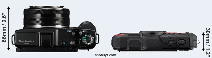 Compare G1X Mark II versus WG-60 top