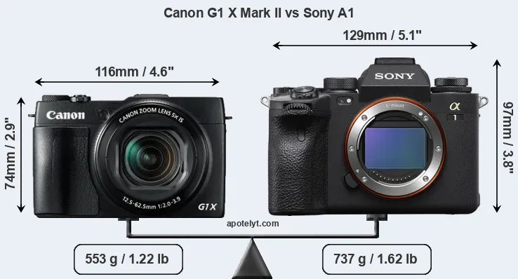 Size Canon G1 X Mark II vs Sony A1