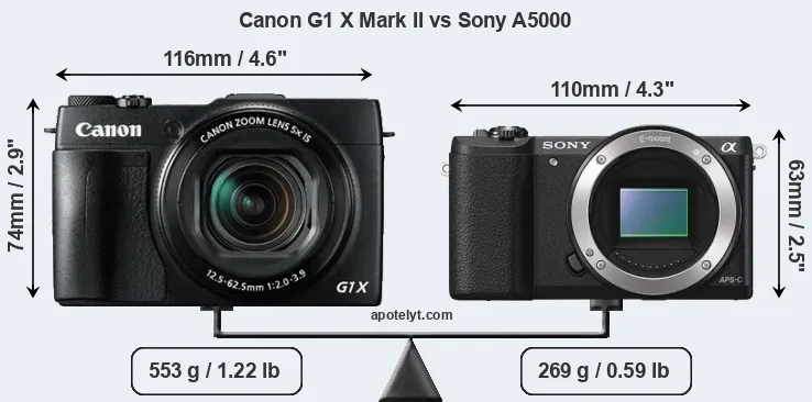 Size Canon G1 X Mark II vs Sony A5000