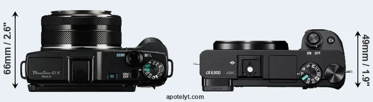 Compare G1X Mark II versus A6300 top