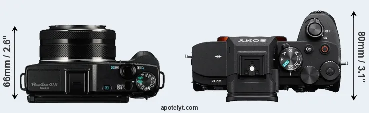 Compare G1X Mark II versus A7 IV top