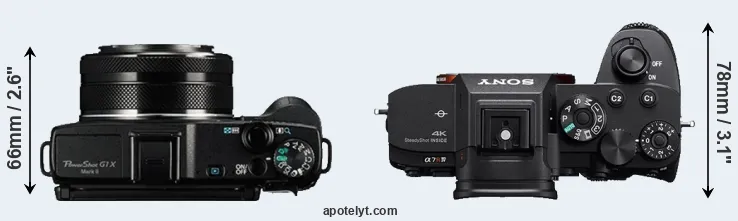 Compare G1X Mark II versus A7R IV top