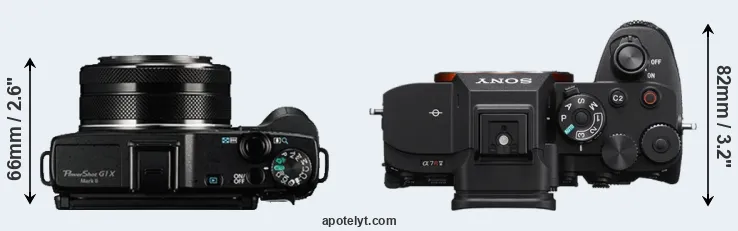 Compare G1X Mark II versus A7R V top