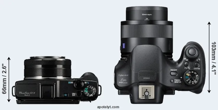 Compare G1X Mark II versus HX400V top