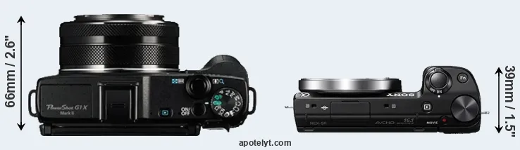 Compare G1X Mark II versus NEX-5R top