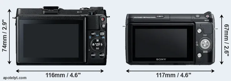 Comparison G1X Mark II or NEX-F3 rear