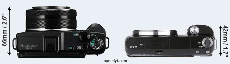 Compare G1X Mark II versus NEX-F3 top