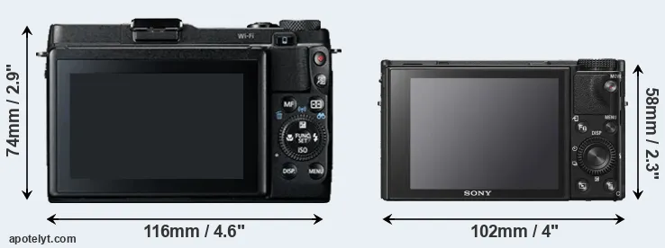 Comparison G1X Mark II or RX100 VI rear