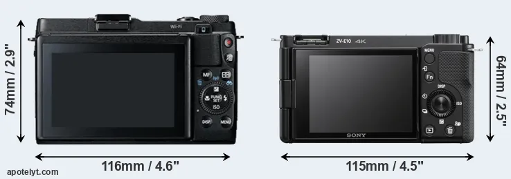 Comparison G1X Mark II or ZV-E10 rear