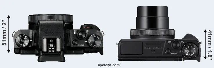 Compare G1X Mark III versus G7X Mark III top