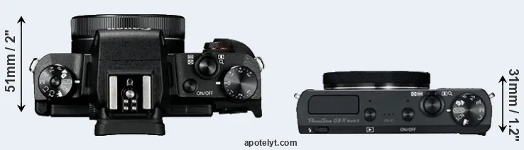Compare G1X Mark III versus G9X Mark II top