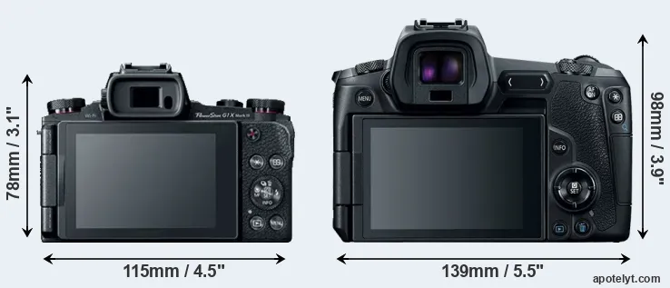 Comparison G1X Mark III or Canon R rear