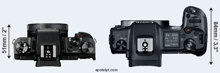 Compare G1X Mark III versus Canon R top